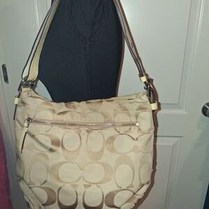 Coach Beige and Brown Shoulder Bag
